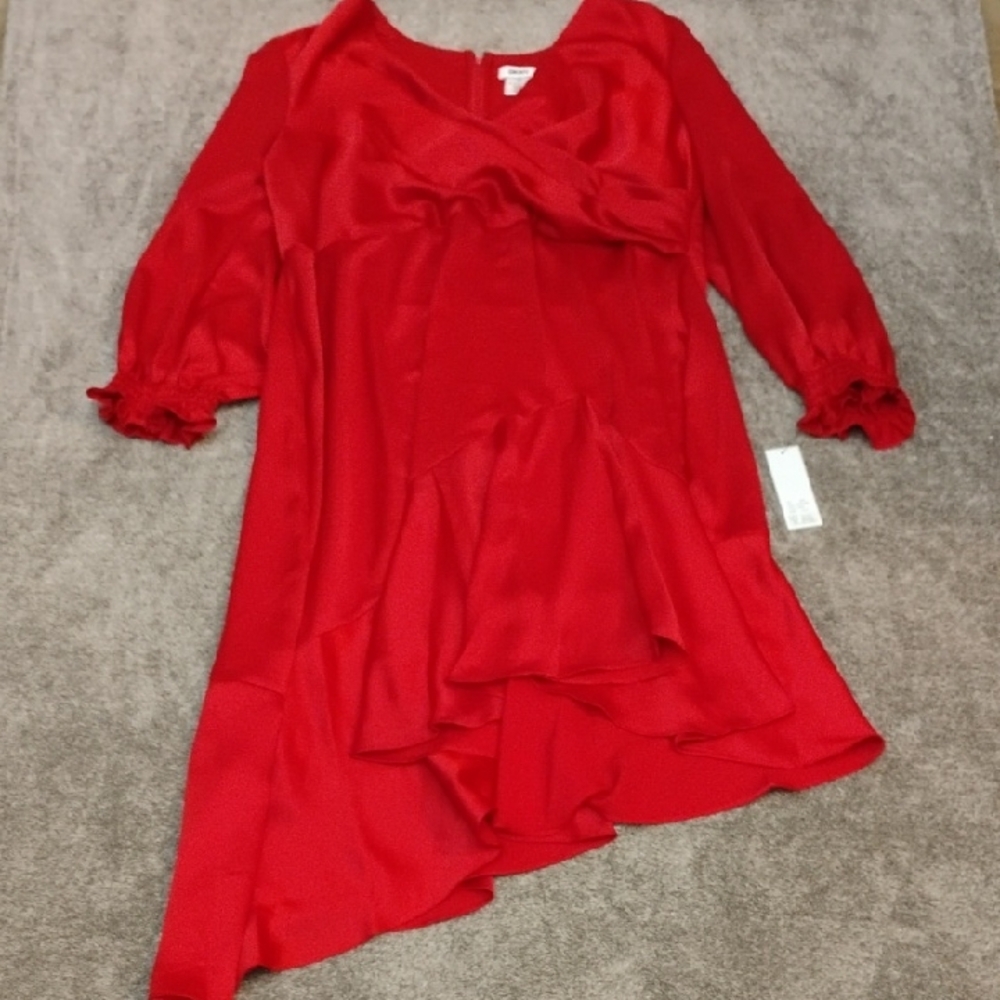 DKNY NWT Cherry Red Asymmetric Dress